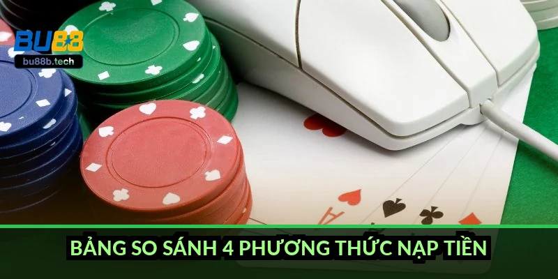 Bảng so sánh 4 phương thức nạp tiền